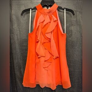 BCX | Chic Coral Ruffle Halter Blouse